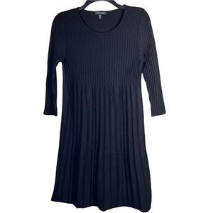 EILEEN Fisher Petite Womens Sz PP Black Pleated Pintuck Wool Dress